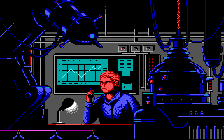 Rocket Ranger (DOS) screenshot: The science guy... But he's not Bill Nye.