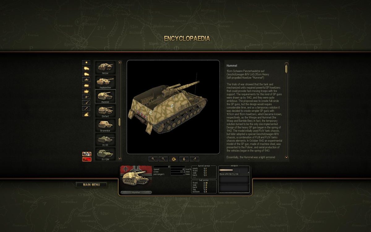 Theatre of War 2: Kursk 1943 (Windows) screenshot: encyclopaedia