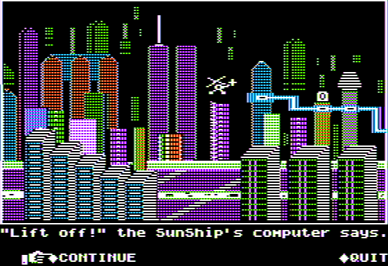 Microzine #25 (Apple II) screenshot: Cosmic Heroes - Blasting off to Sol