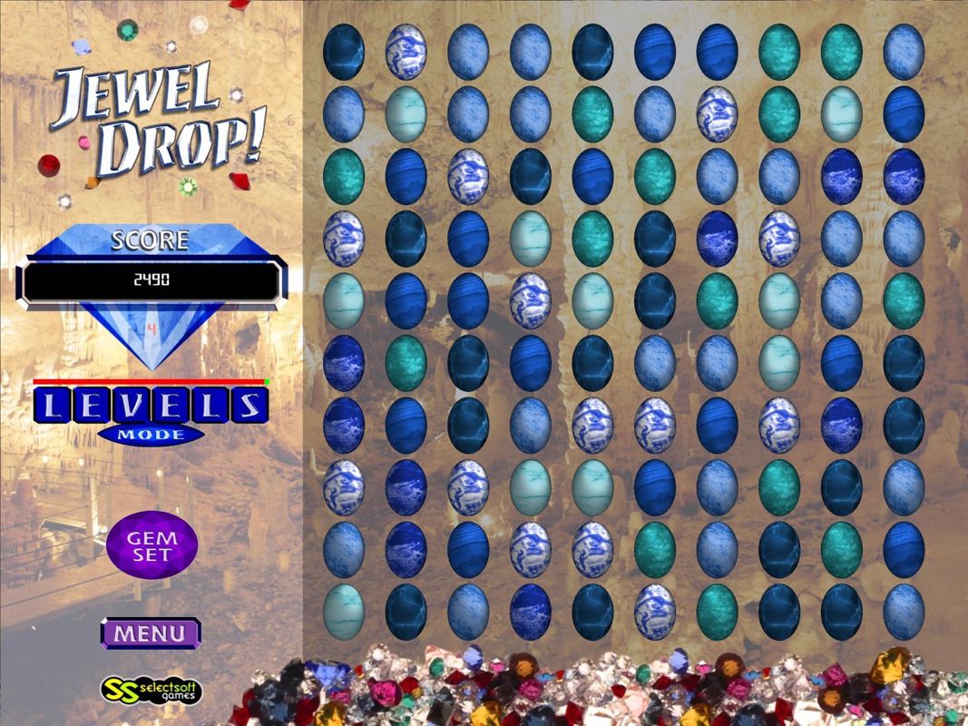 Jewel Drop! (Windows) screenshot: As the player progresses through the levels the background image changes