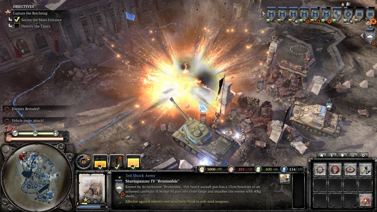Company of Heroes 2 (Windows) screenshot: Even Tiger tank can be destroyed, but it may take a while.