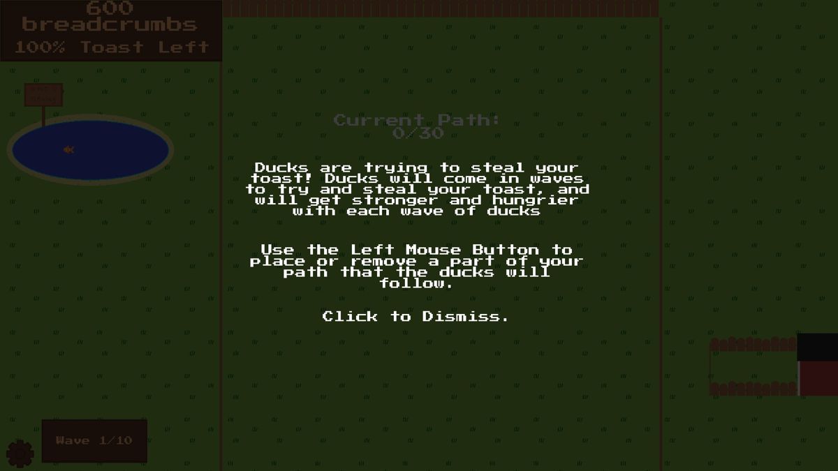 Toast Defense (Windows) screenshot: The game's instructions