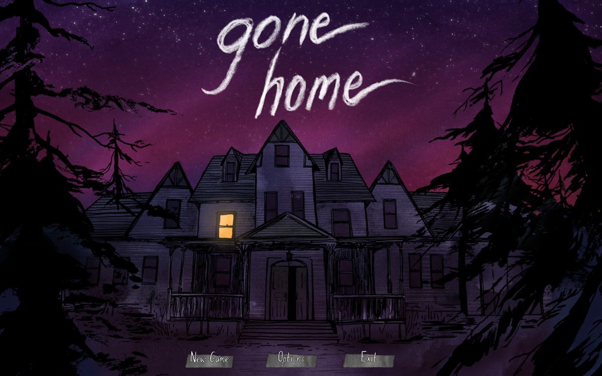 Gone Home (Windows) screenshot: Main menu. After starting a game a resume button will appear here.