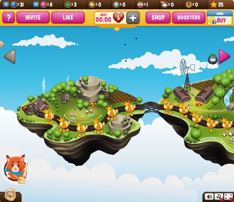 Hoop De Loop Saga (Browser) screenshot: The game map