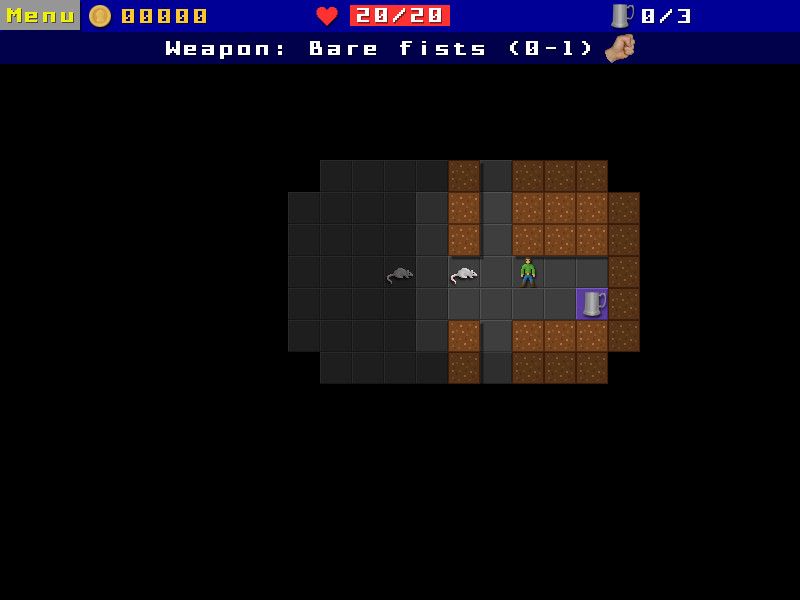 Dungeon Pub Crawl (Browser) screenshot: There's a pub but I need gold to buy beer.