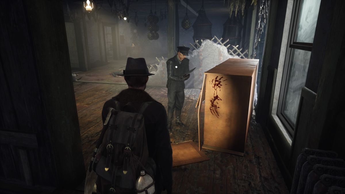 The Sinking City (PlayStation 4) screenshot: Helping the police at the crime scene