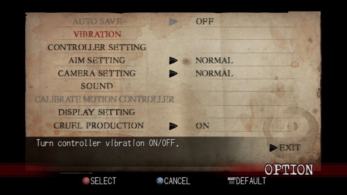 Deadly Premonition: The Director's Cut (PlayStation 3) screenshot: Options screen.