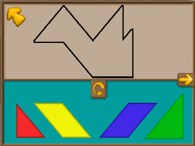 Fatty Bear's FunPack (DOS) screenshot: Tangrams game