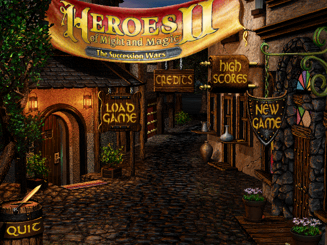 Heroes of Might and Magic II: The Succession Wars (DOS) screenshot: Main menu