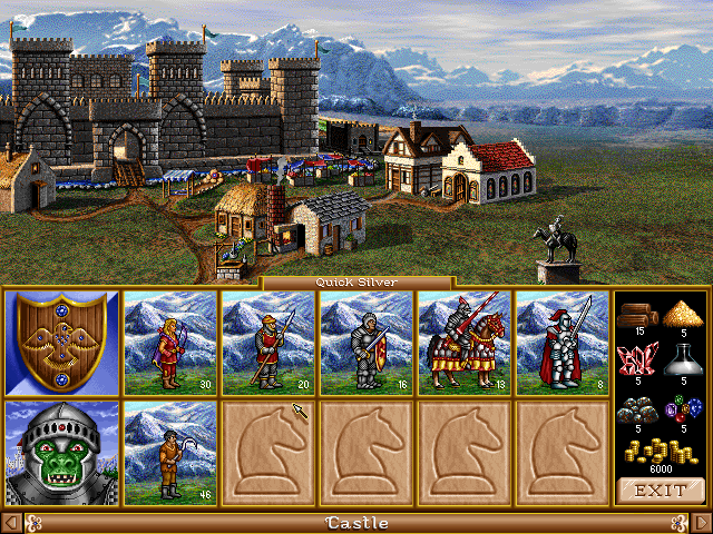 Heroes of Might and Magic II: The Succession Wars (DOS) screenshot: Knight castle