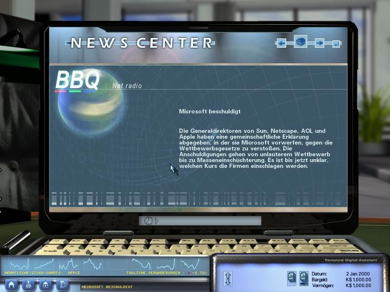 Wall $treet Trader 2001 (Windows) screenshot: News