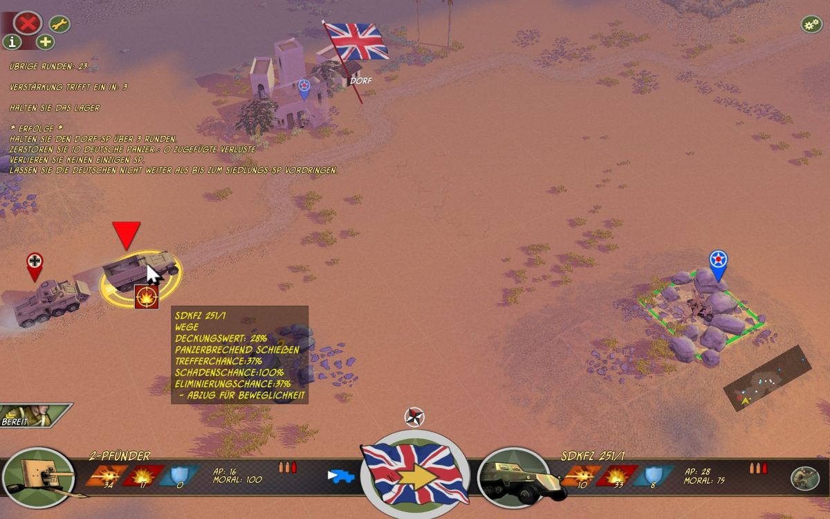 BBC Battlefield Academy (Windows) screenshot: Desert Rats vs. Afrika Korps