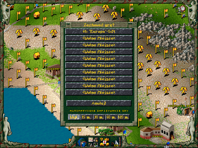 The Settlers II: Mission CD (DOS) screenshot: Save game