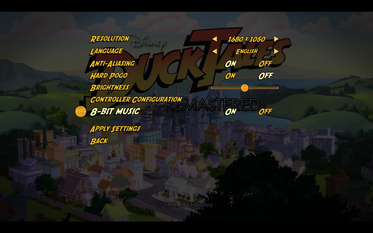 Disney DuckTales: Remastered (Windows) screenshot: 8-bit music is available for retro players.