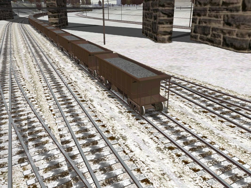 LTV-Erie Mining Company Railroad Trainset (Windows) screenshot: The ore trucks come in loaded and unloaded forms