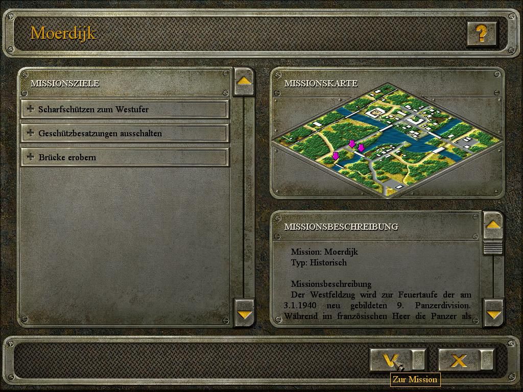Blitzkrieg: Green Devils (Windows) screenshot: first Mission- Moerdijk