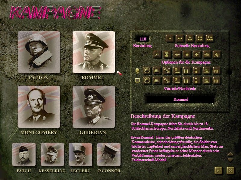 Panzer General 3D Assault (Windows) screenshot: choose a campaign