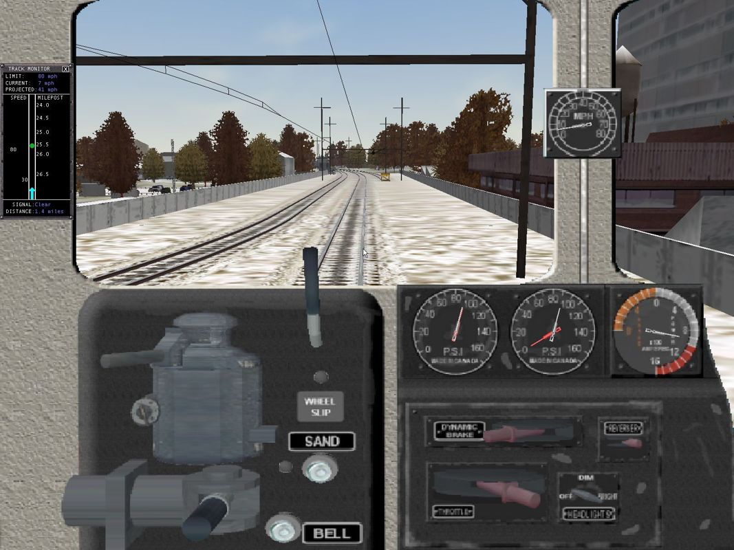 LTV-Erie Mining Company Railroad Trainset (Windows) screenshot: The cab of the LTV 7204 RS11 locomotive in high resolution.