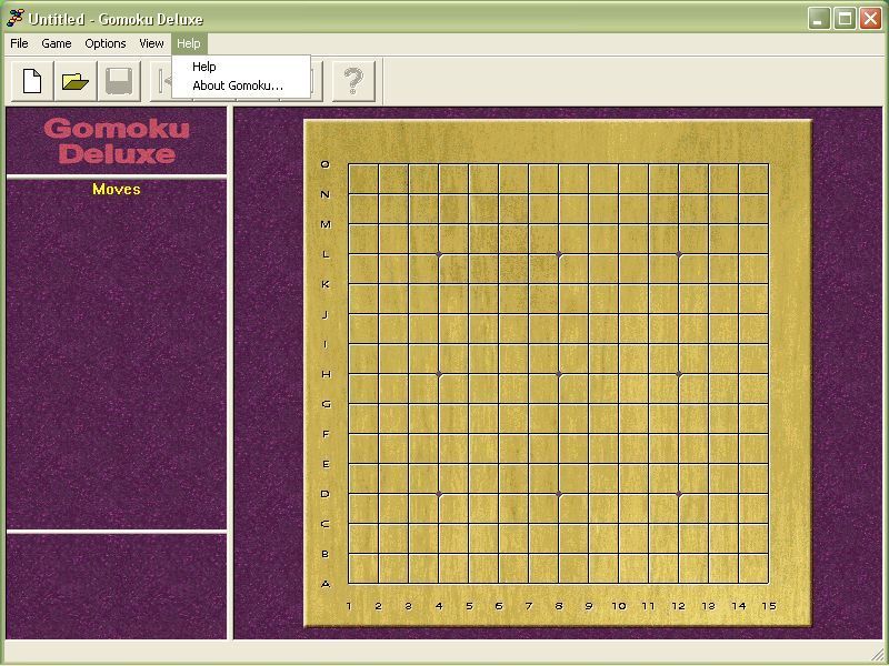 Gomoku Deluxe (Windows) screenshot: The game screen at the start of a game