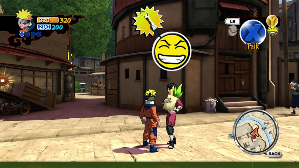 Naruto: Rise of a Ninja (Xbox 360) screenshot: ... while people who like you have this smiley