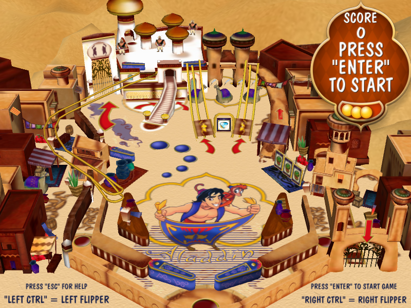 Aladdin Pinball (Windows) screenshot: Agrabah marketplace.