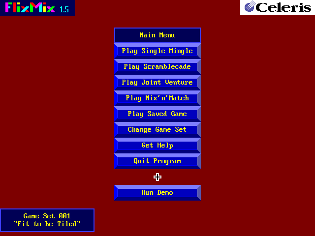 FlixMix (DOS) screenshot: Start menu