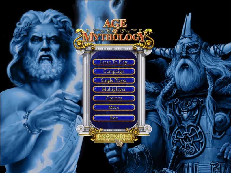Age of Mythology (Windows) screenshot: Main menu (static version)