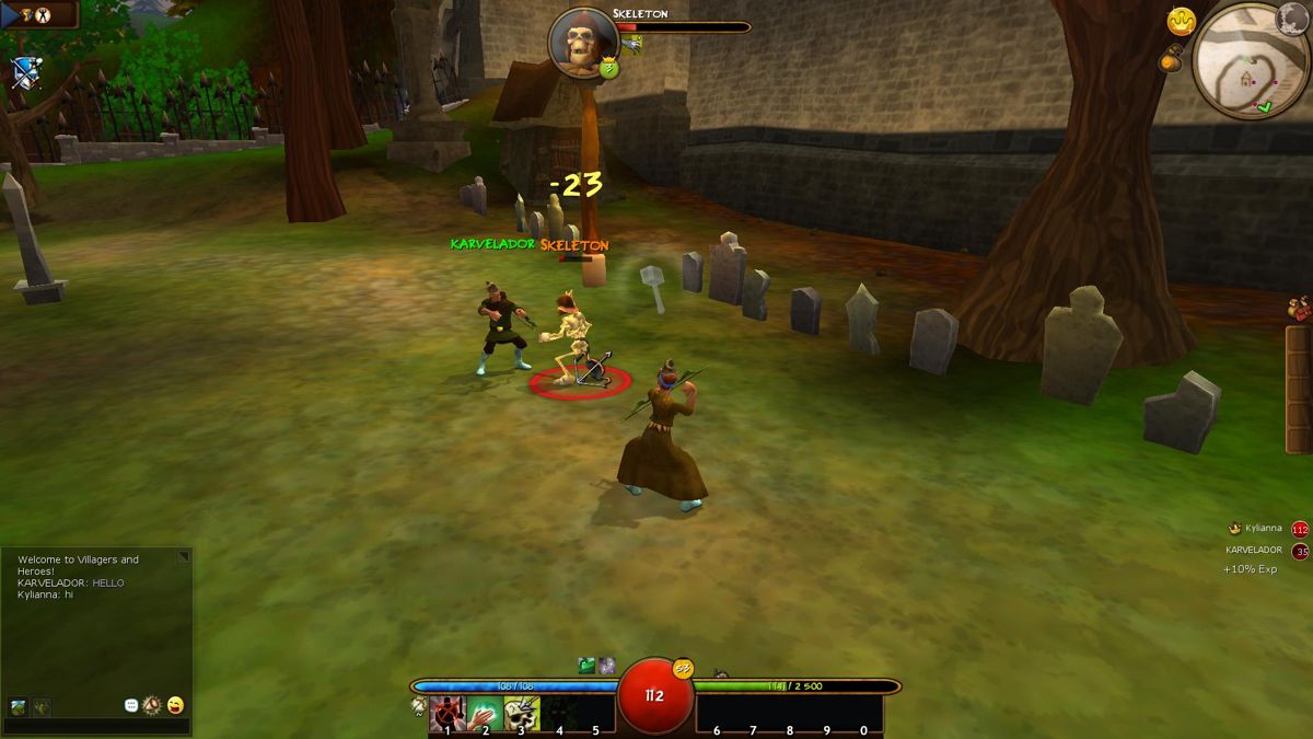 Villagers & Heroes of a Mystical Land (Windows) screenshot: Fighting the monster along with a friend