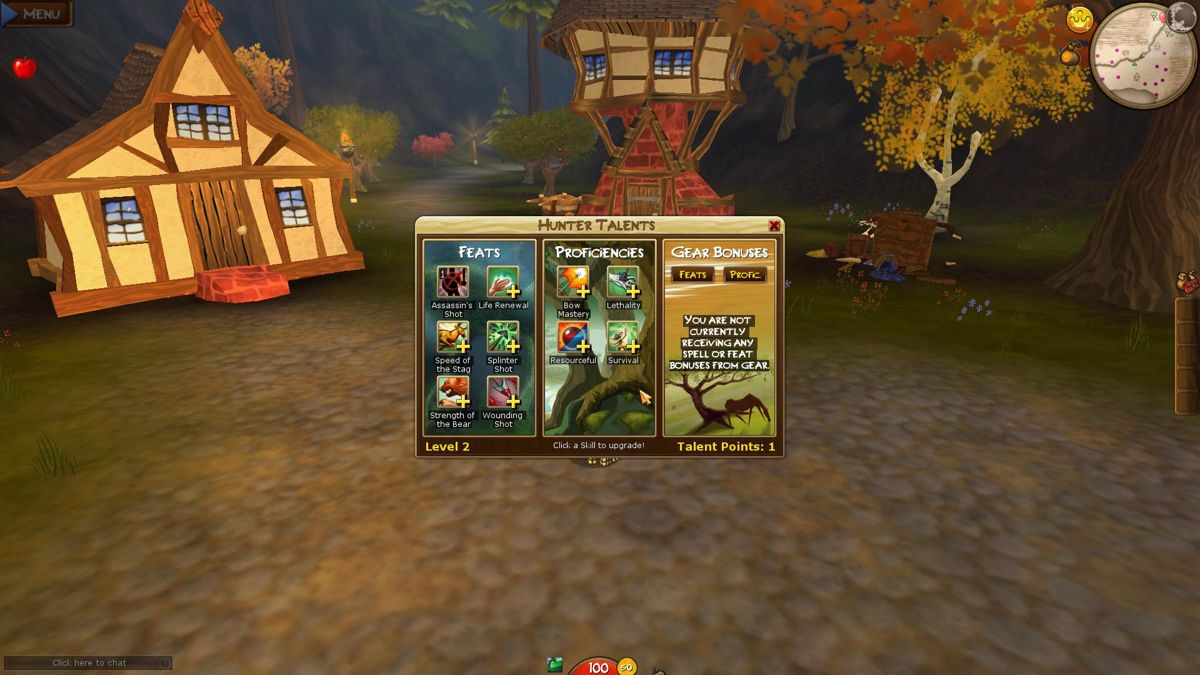 Villagers & Heroes of a Mystical Land (Windows) screenshot: Spending points to improve the Hunter's talents
