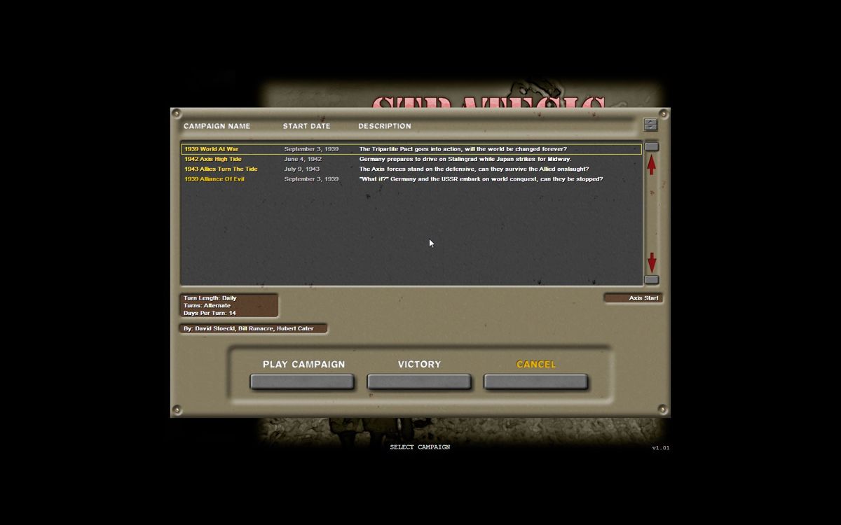 Strategic Command: WWII Global Conflict (Windows) screenshot: choose a campaign