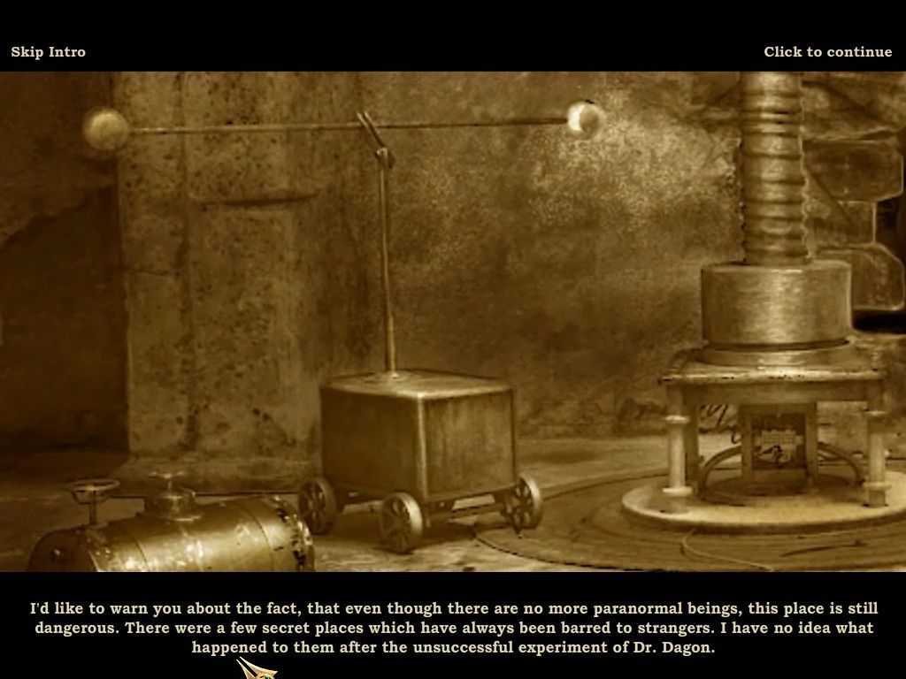 The Agency of Anomalies: Mystic Hospital (The Collector's Edition) (Windows) screenshot: The bonus game follows the same format as the main game, first there's a sepia coloured introduction sequence.