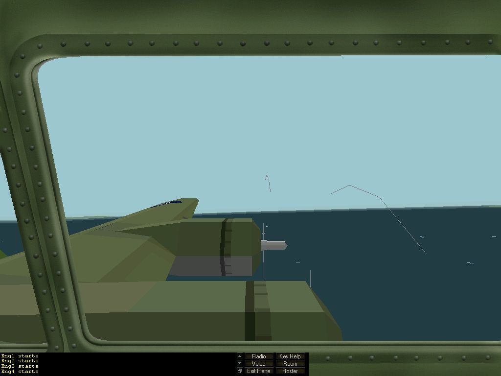 WarBirds (Windows) screenshot: The portside view from the cockpit of my B-17.