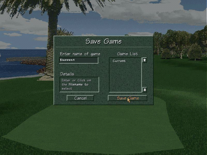 Golf Pro 2000 Downunder (DOS) screenshot: There is a save game feature in this product