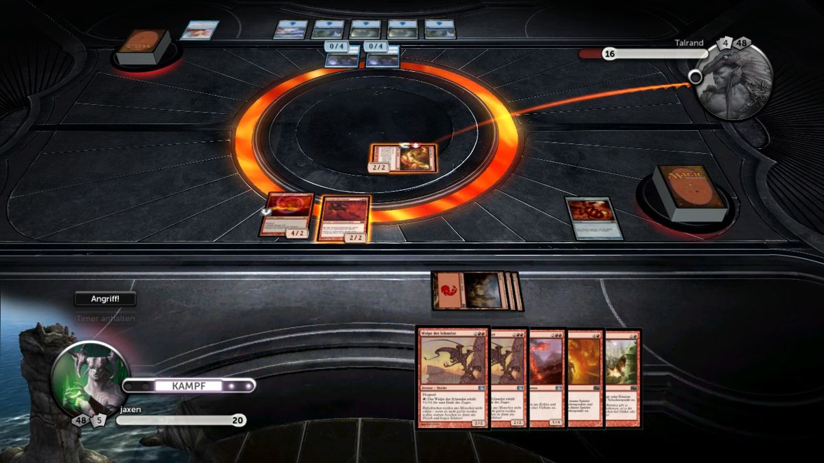 Magic: The Gathering - Duels of the Planeswalkers 2013 (Windows) screenshot: Battle: One of my creatures attack.