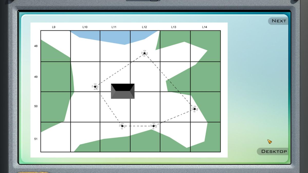 Secret Files: Sam Peters (Windows) screenshot: Examining the angles in polygon with move sensors as vertices