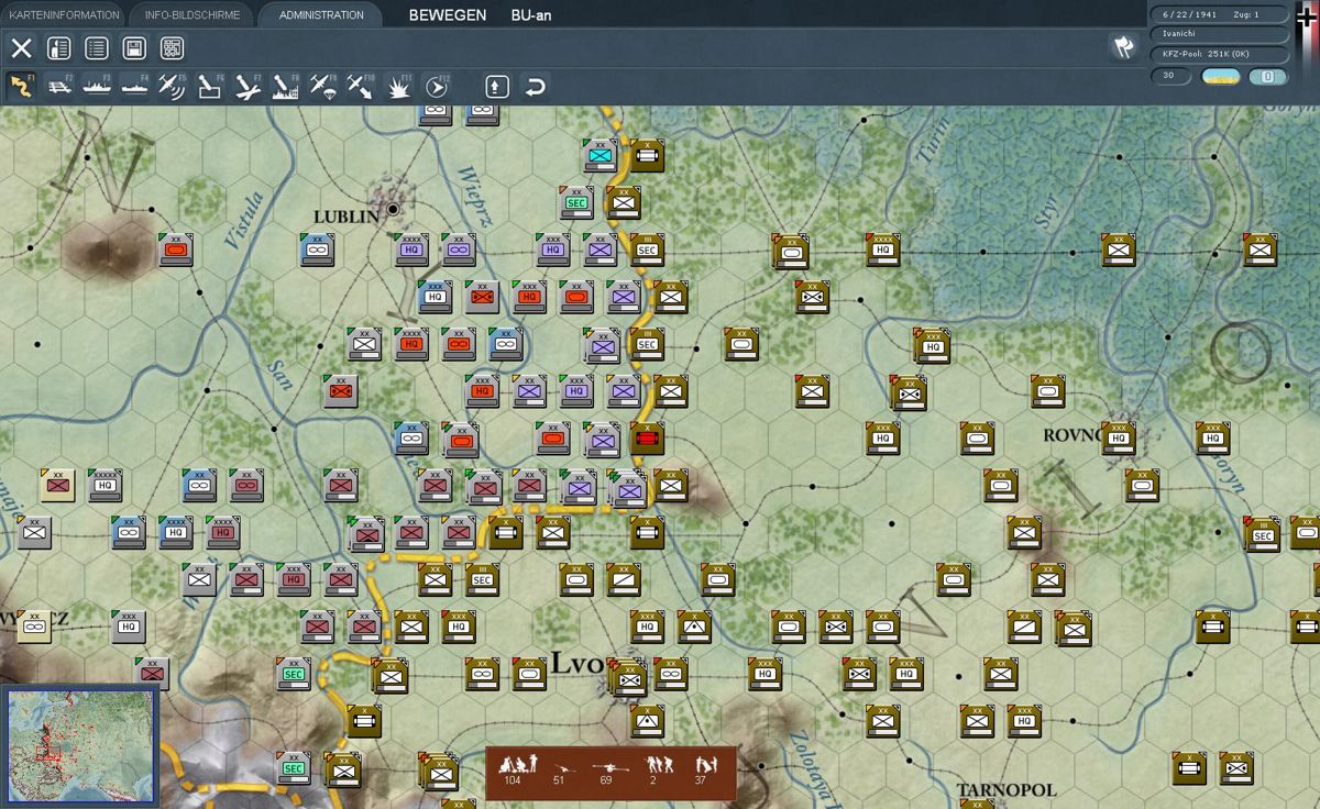 Gary Grigsby's War in the East: The German-Soviet War 1941-1945 (Windows) screenshot: Operation Barbarossa