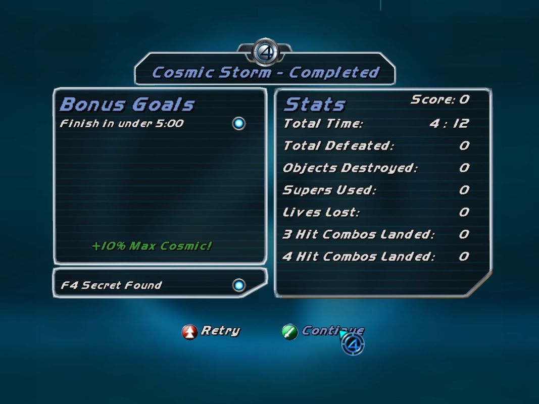 Fantastic 4 (Windows) screenshot: The end of the first mission.