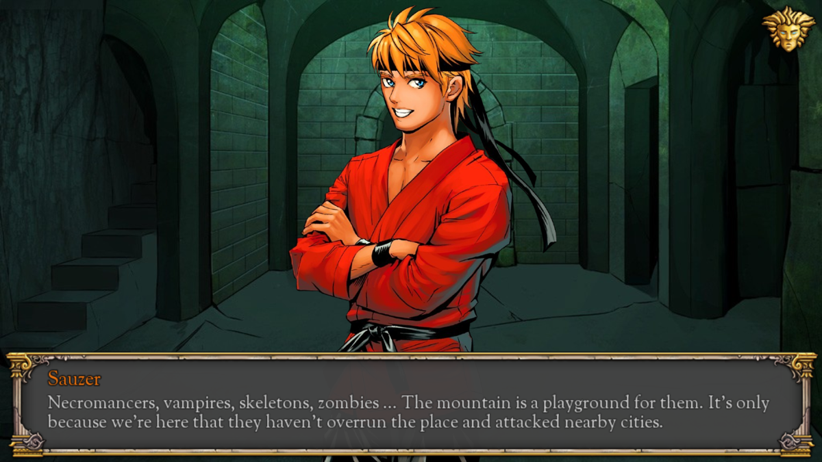 Loren: The Amazon Princess - The Castle of N'Mar (Windows) screenshot: Sauzer, Master of Truth, the only person in this game that bothers to smile once in a while.