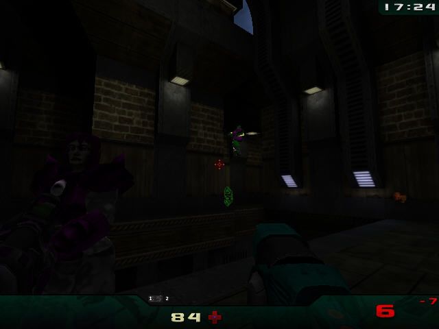 Nexuiz (Windows) screenshot: Too dark to see enemy