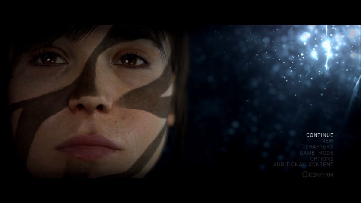 Beyond: Two Souls (PlayStation 3) screenshot: Main menu.