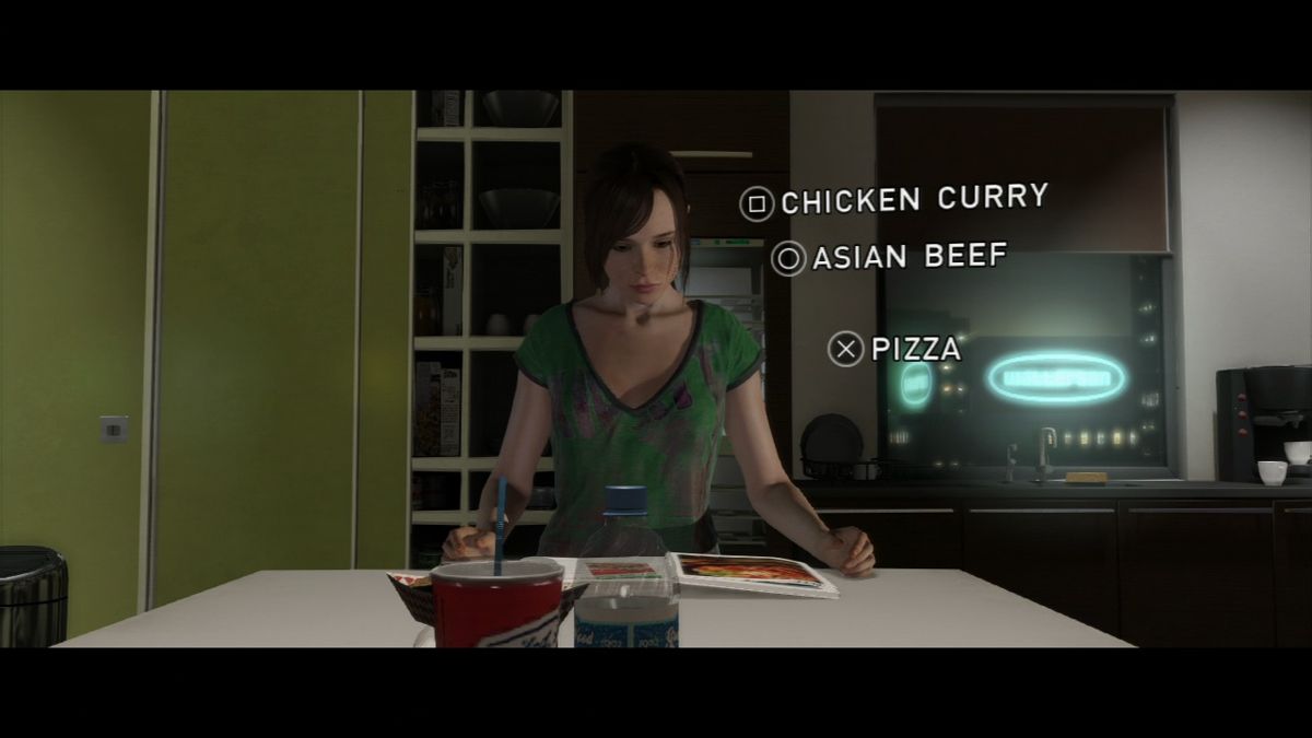 Beyond: Two Souls (PlayStation 3) screenshot: Deciding about a dinner for a date tonight.