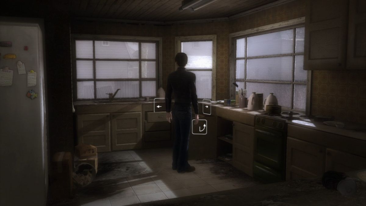 Heavy Rain: Chronicle One - The Taxidermist (PlayStation 3) screenshot: Rummaging through the kitchen.
