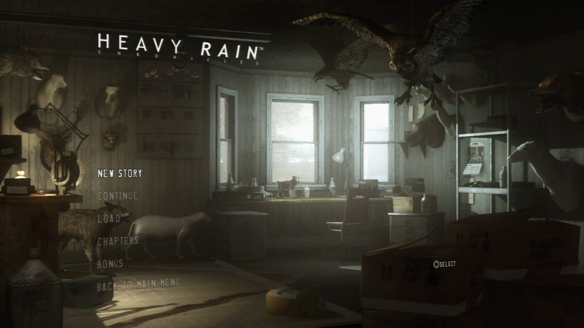 Heavy Rain: Chronicle One - The Taxidermist (PlayStation 3) screenshot: Main menu.