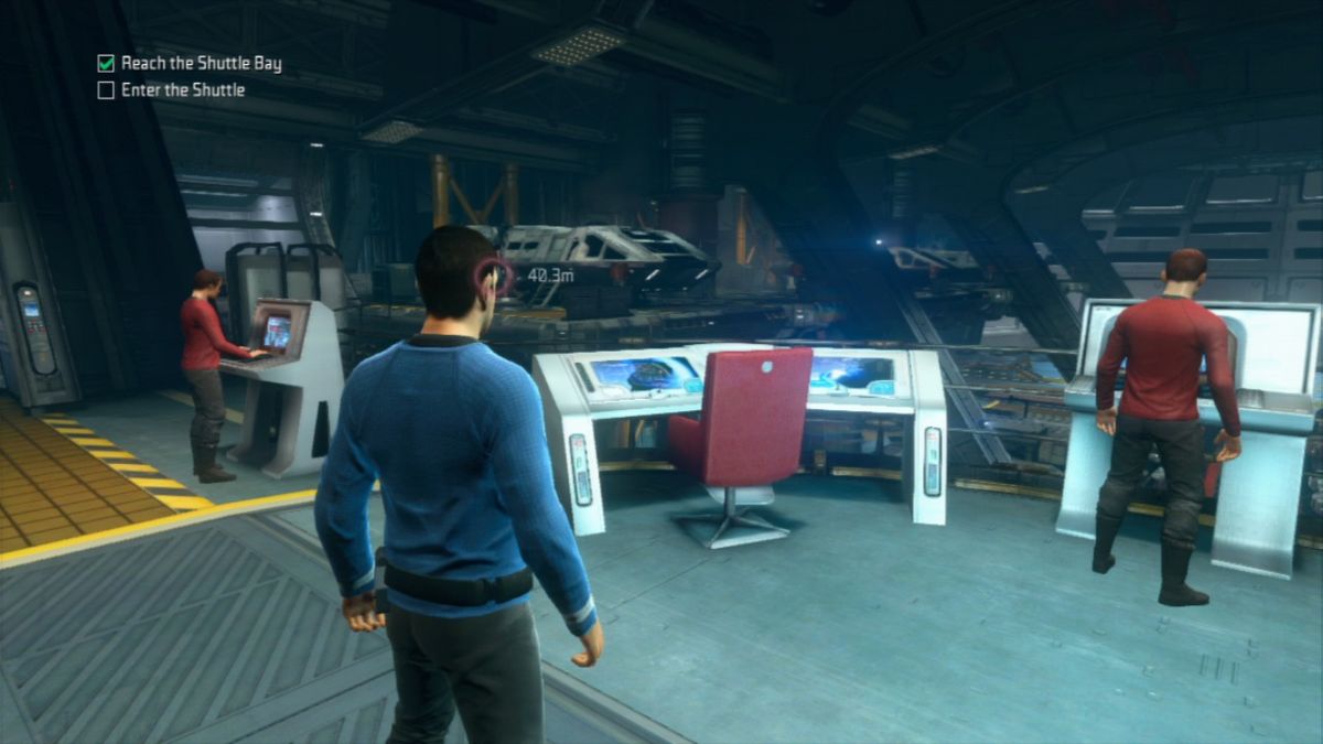 Star Trek (PlayStation 3) screenshot: The shuttle bay.