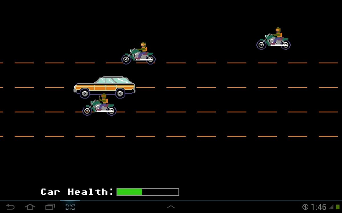 Organ Trail: Director's Cut (Android) screenshot: We were followed by a gang of bikers