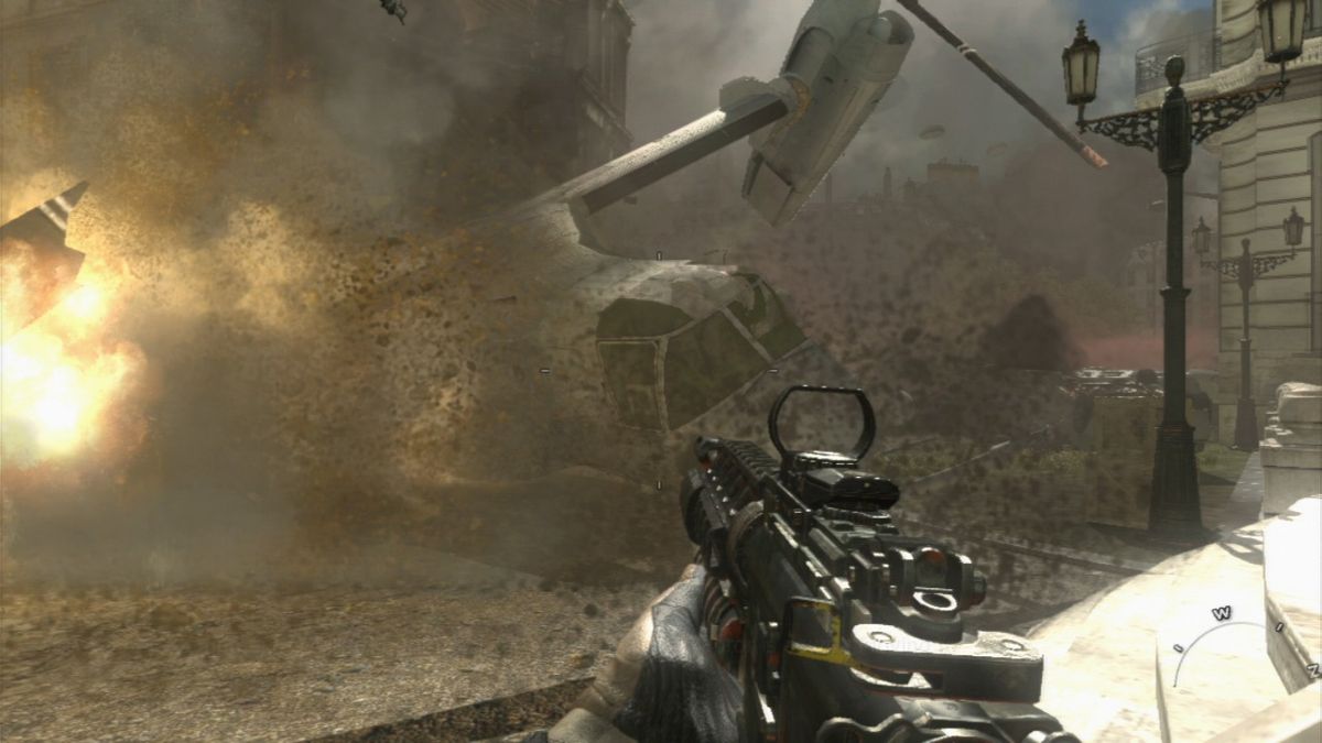 Call of Duty: MW3 (PlayStation 3) screenshot: The Osprey has been shot down.
