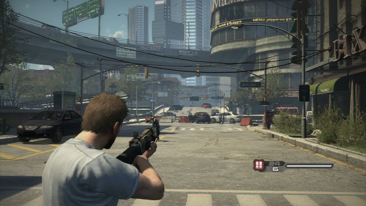 Inversion (PlayStation 3) screenshot: Streets are in chaos.