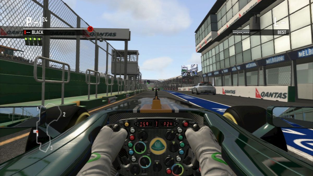 F1 2011 (PlayStation 3) screenshot: Leaving the pit-stop.