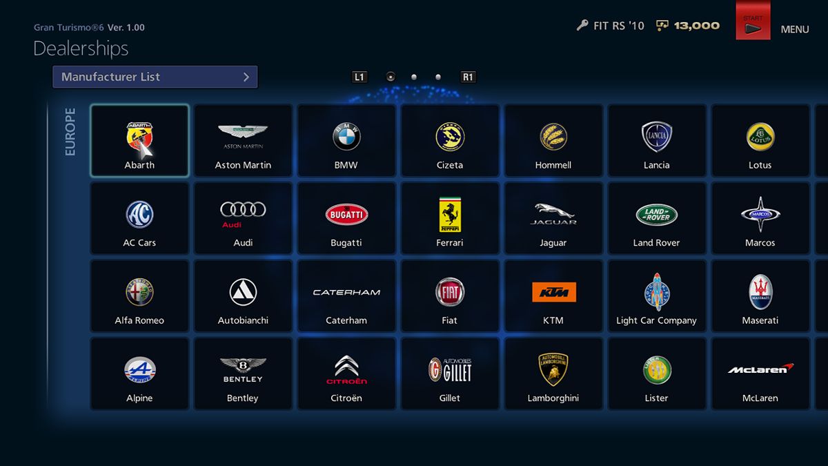 Gran Turismo 6 (PlayStation 3) screenshot: GT Mode Dealerships