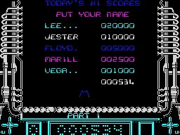 Ricochet (ZX Spectrum) screenshot: High score screen
